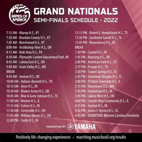 boa grand nationals schedule